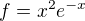 $f={x^2}{e^{-x}}$