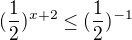 $(\frac{1}{2})^{x+2}\le (\frac{1}{2})^{-1}$