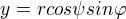 $y=rcos\psi sin\varphi $
