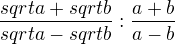 $\frac{sqrt{a}+sqrt{b}}{sqrt{a}-sqrt{b}}:\frac{a+b}{a-b}$