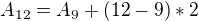 $A_{12}=A_{9}+(12-9)*2$