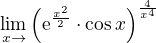 $\lim_{x \to \0}\({\mathrm e}^{\frac{x^2}{2}}\cdot\cos x\)^{\frac{4}{x^4}}$