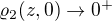 $\varrho_2(z,0) \to 0^+$