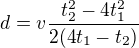 kopírovat do textarea $d=v\frac{t_{2}^{2}-4t_{1}^{2}}{2(4t_{1}-t_{2})}$