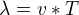 $\lambda =v*T$