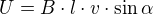 $U=B\cdot l \cdot v\cdot \sin \alpha$