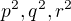 $p^2,q^2,r^2$