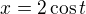 $x=2\cos t$