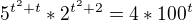 kopírovat do textarea $5^{t^{2}+t}*2^{t^{2}+2} = 4*100^t$