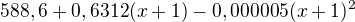 $588,6+0,6312(x+1)-0,000005(x+1)^{2}$
