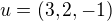 $u=(3,2,-1)$