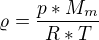 kopírovat do textarea $\varrho = \frac{p*M_m}{R*T}$
