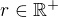 $r\in \mathbb{R}^{+}$