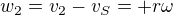 $w_2 = v_2 - v_S = + r\omega$