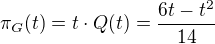 $\pi_G (t) = t \cdot Q(t) = \frac{6t - t^2}{14}$
