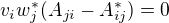 $v_iw_j^*(A_{ji}-A_{ij}^*)=0$