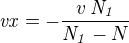 kopírovat do textarea ${\it vx}=-{{v\,{\it N_1}}\over{{\it N_1}-N}}$