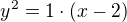 $y^2=1\cdot(x-2)$
