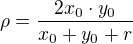 kopírovat do textarea $\rho=\frac{2x_0\cdot y_0}{x_0+y_0+r}$