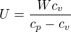 $U=\frac {W c_v}{c_p - c_v}$