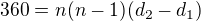$360=n(n-1)(d_{2}-d_{1})$