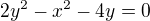 $2y^{2}-x^{2}-4y=0$
