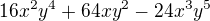 $16x^2y^4+64xy^2-24x^3y^5$