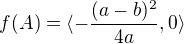 $f(A)=\langle-\frac{(a-b)^2}{4a},0\rangle$
