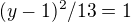 kopírovat do textarea $(y-1)^{2}/{13}=1$