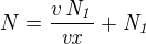kopírovat do textarea $N={{v\,{\it N_1}}\over{{\it vx}}}+{\it N_1}$