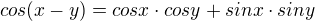 kopírovat do textarea $cos(x-y)=cosx\cdot cosy+sinx\cdot siny$