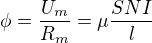 $\phi=\frac{U_m}{R_m}=\mu\frac{SNI}{l}$