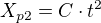 $X_{p2}=C\cdot t^2$