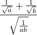 kopírovat do textarea $\frac{\frac{1}{\sqrt{a}}+\frac{1}{\sqrt{b}}}{\sqrt{\frac{1}{ab}}}$