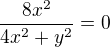 $\frac{8x^2}{4x^2+y^2}=0$