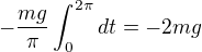 $-\frac{mg}{\pi }\int_{0}^{2\pi }dt=-2mg$
