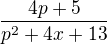 $\frac{4p+5}{p^2+4x+13}$