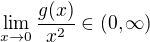 $\lim_{x\to0}\frac{g(x)}{x^2}\in(0,\infty)$