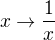 $x\rightarrow \frac{1}{x}$