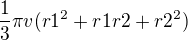 $\frac{1}{3}\pi v(r1^{2}+r1r2+r2^{2})$
