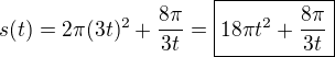 $s(t)=2\pi (3t)^2+\frac{8\pi}{3t}=\boxed{18\pi t^2+\frac{8\pi}{3t}}$