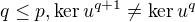 $q \leq p ,\ker u^{q+1} \neq \ker u^q$