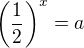 $\(\frac 12\)^x = a$
