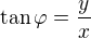 $\tan\varphi=\frac yx$