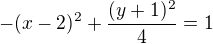 $-(x-2)^{2}+\frac{(y+1)^{2}}{4}=1$