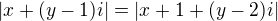 $|x + (y-1)i| = |x+1 + (y-2)i|$