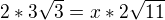kopírovat do textarea $2*3\sqrt{3}=x*2\sqrt{11}$