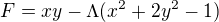 kopírovat do textarea $F=xy-\Lambda(x^2+2y^2-1)$