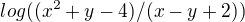 kopírovat do textarea $log ((x^{2}+y-4)/(x-y+2))$