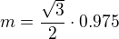 kopírovat do textarea $m = \frac{\sqrt{3}}{2} \cdot 0.975$